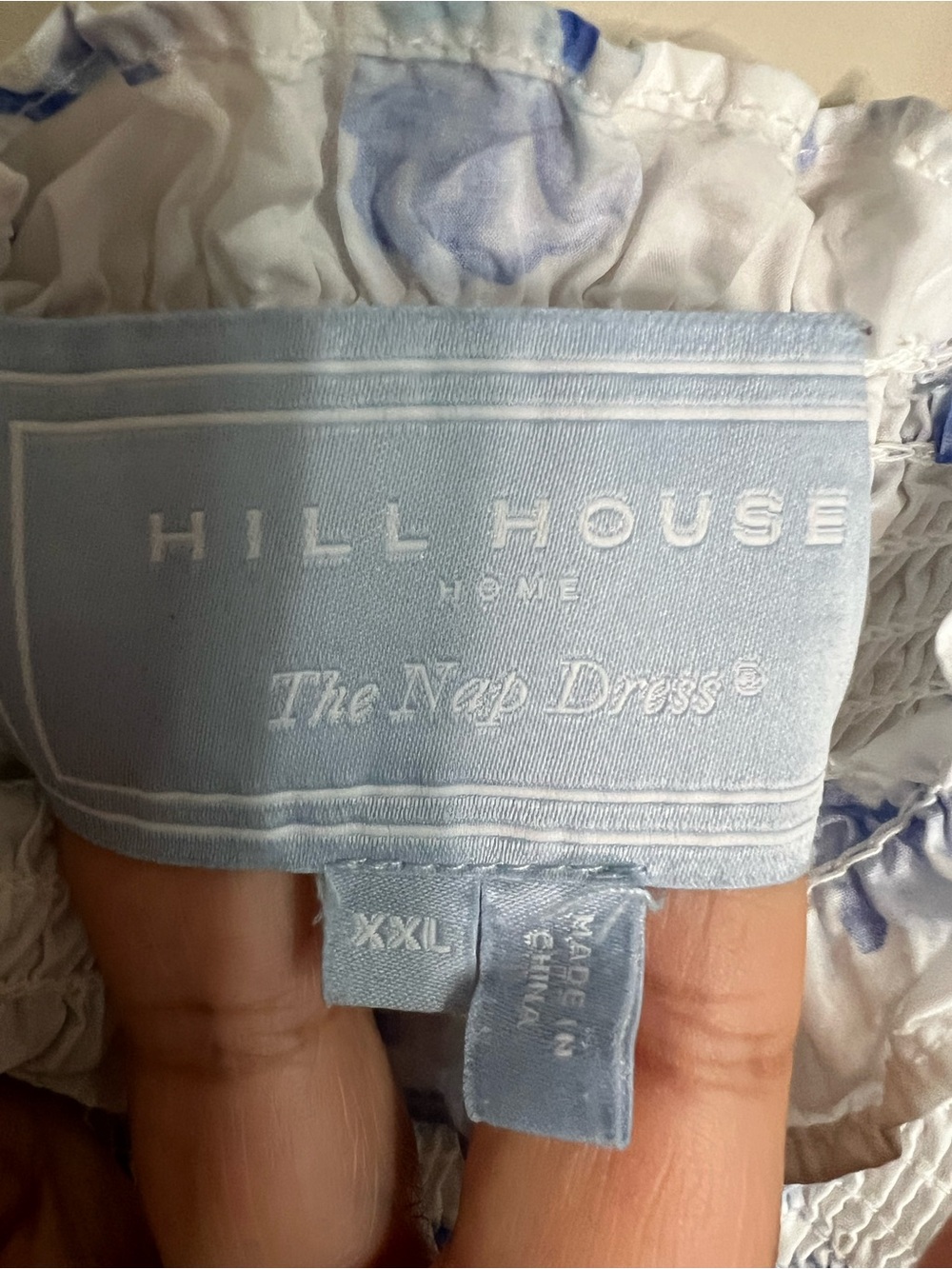 Hill House White Midi Dress with Blue Floral Print - Picture 7 of 11